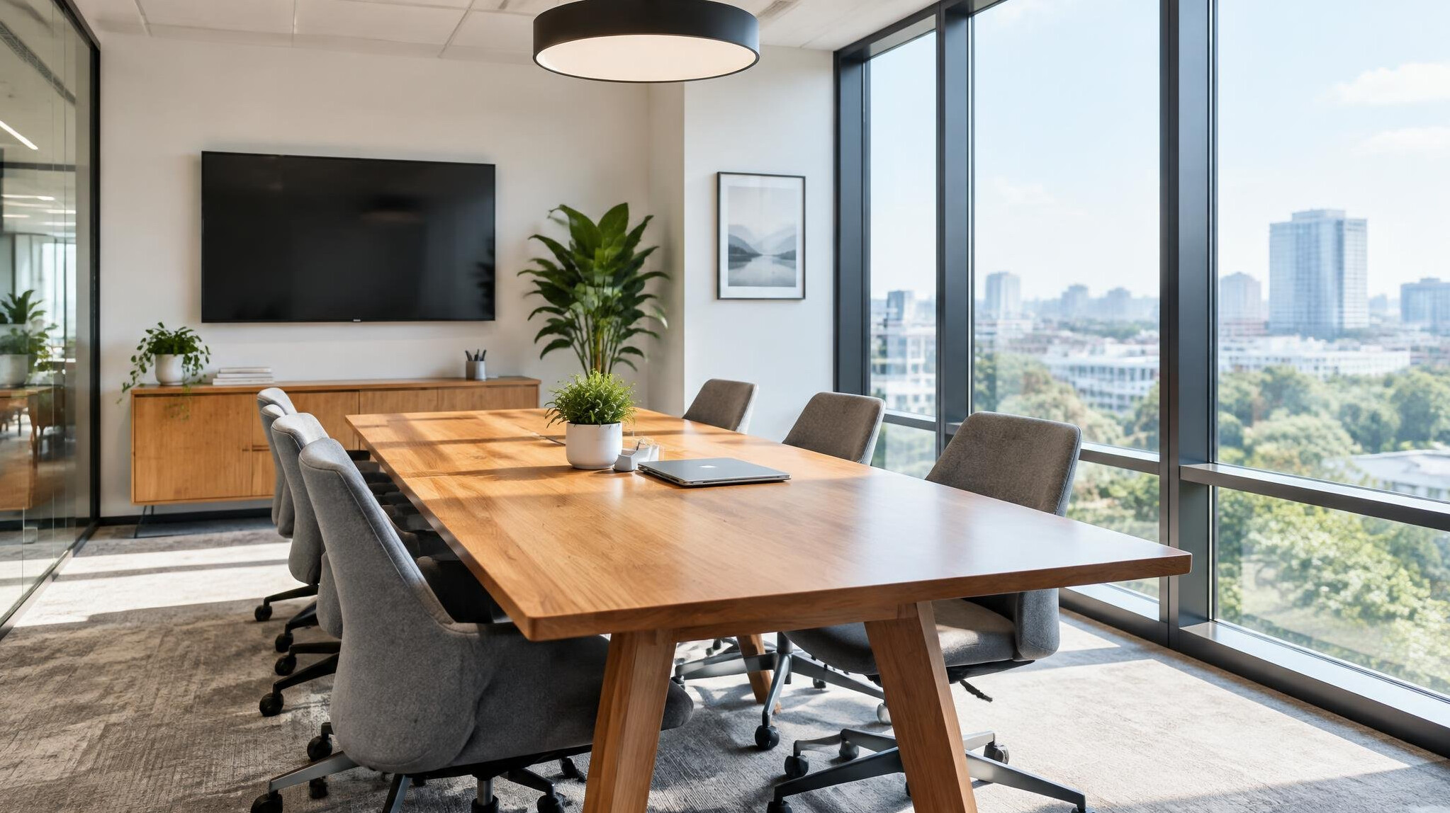 Bright modern office meeting room