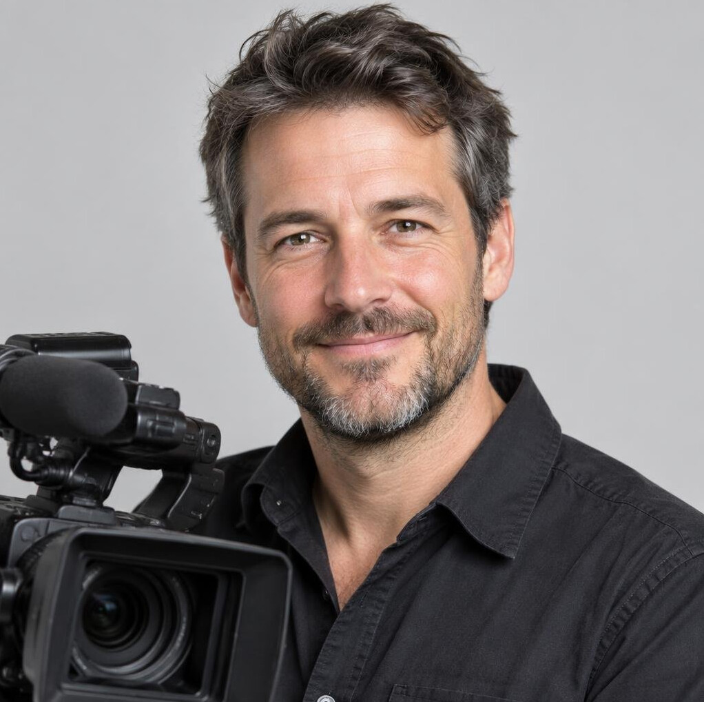 Studio portrait of a man camera operator
